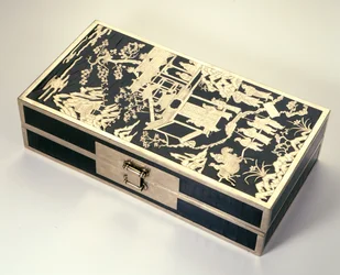 Document or Marriage Box, with Figures in a Mountain Landscape, Wan Li Period 1573-1619
